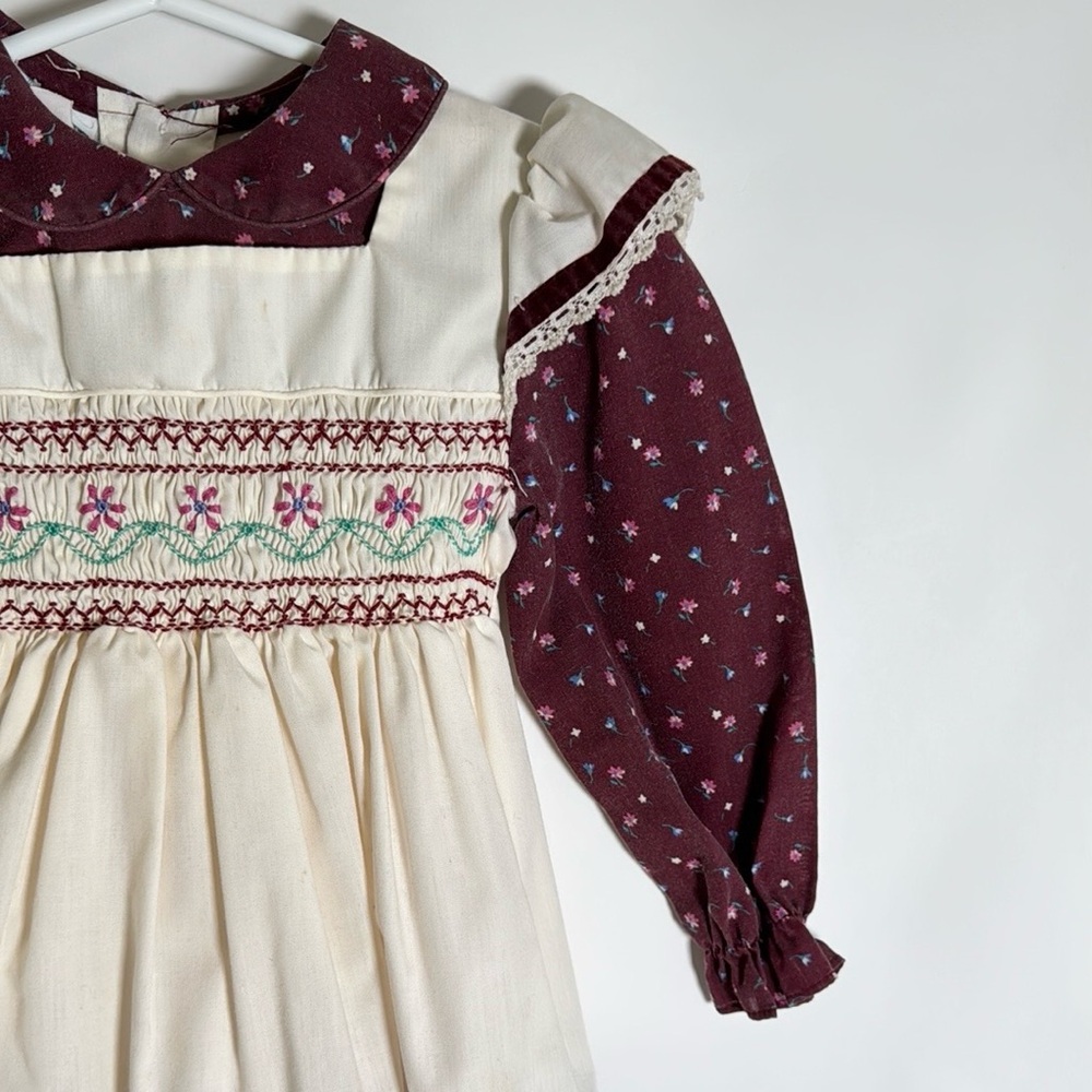 Vintage Polly Flinders Hand Smocked Dress Size 24m/2T/3T - Picture 2 of 14